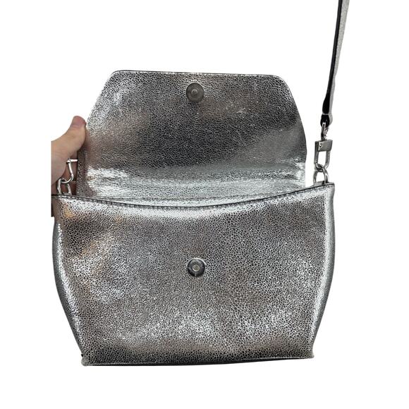 BCBGeneration Metallic Silver Crossbody Bag With Adjustable Strap Magnetic Close - Picture 10 of 12